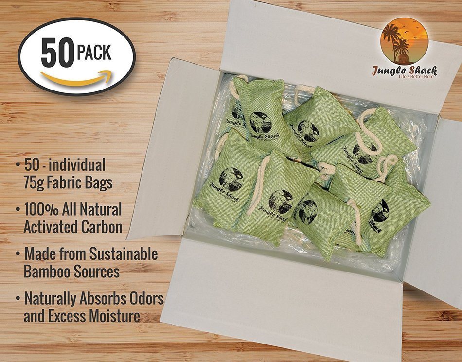 Activated Charcoal Odor Eliminator Bag Huge 50 Pack! With Beautiful