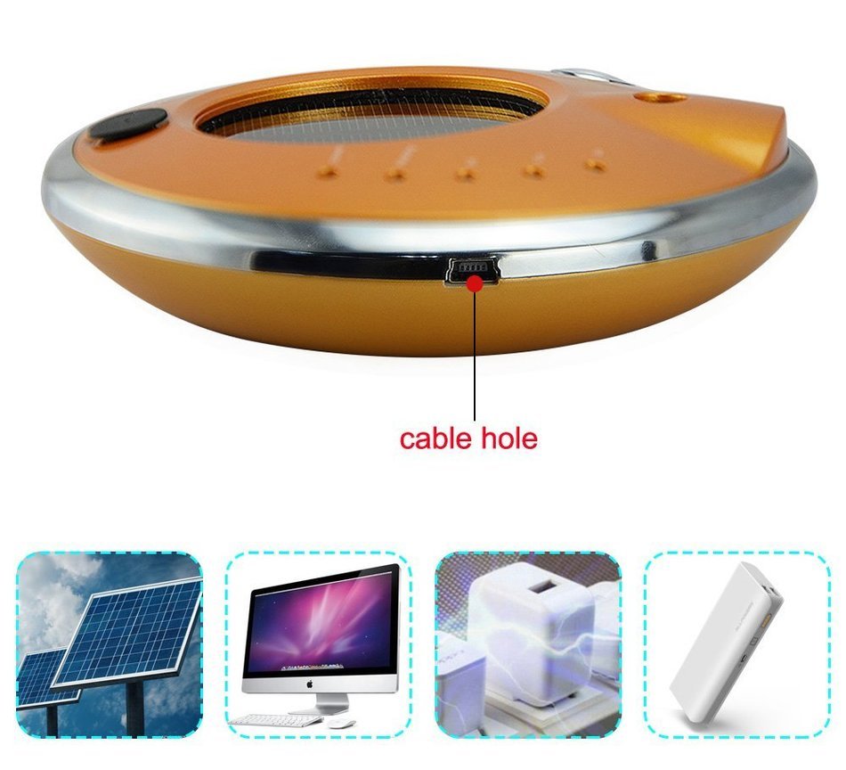 Intsun UFO Air Purifier Solar Car Humidifier Lonizer Oxygen Bar with 5V