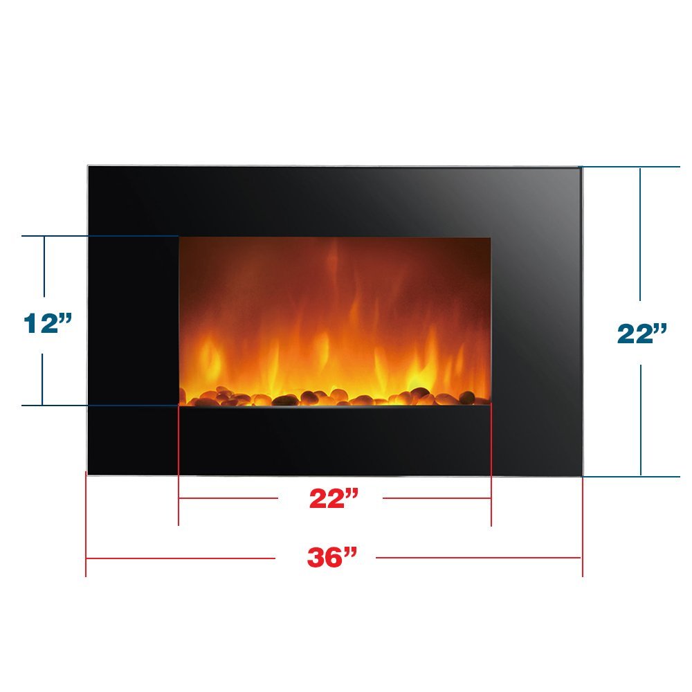 Clevr 7501500W 36" Adjustable Electric Wall Mount Fireplace Heater