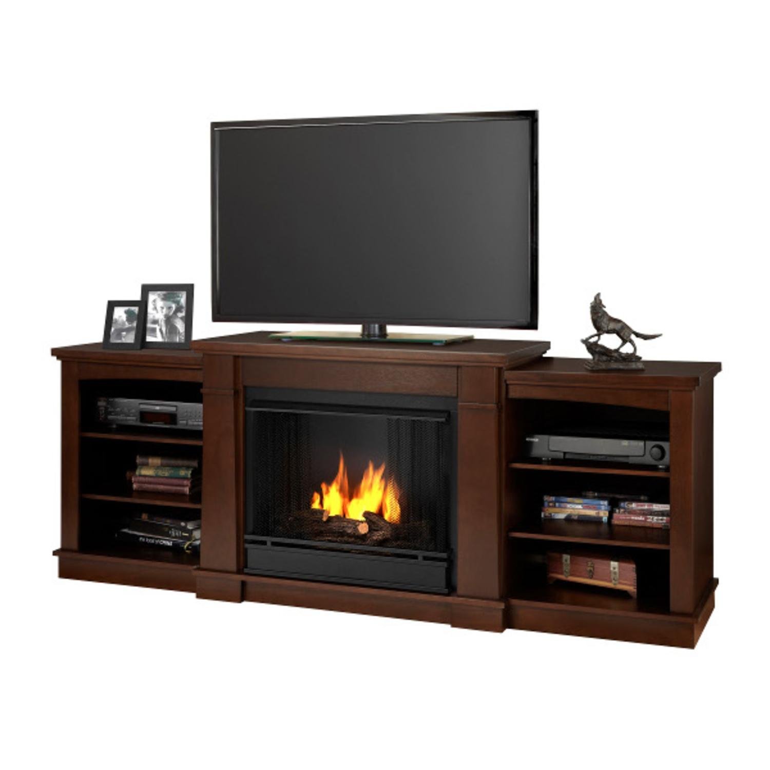 The Argyle Entertainment Center Ventless Gel Indoor Fireplace Dark