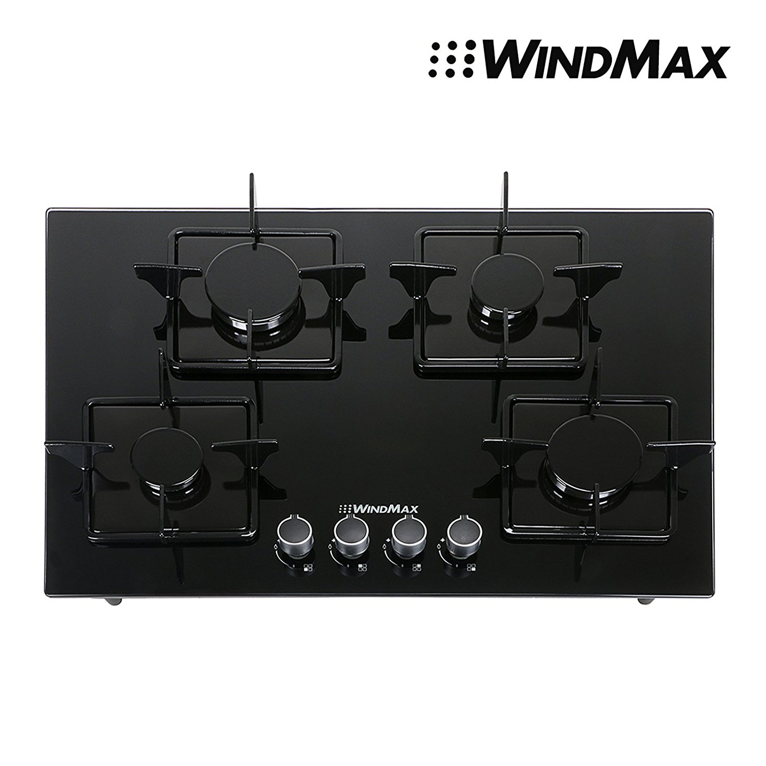 Euro Style 28" Black Glass 4 Burner BuiltIn Stove NG Natural Gas