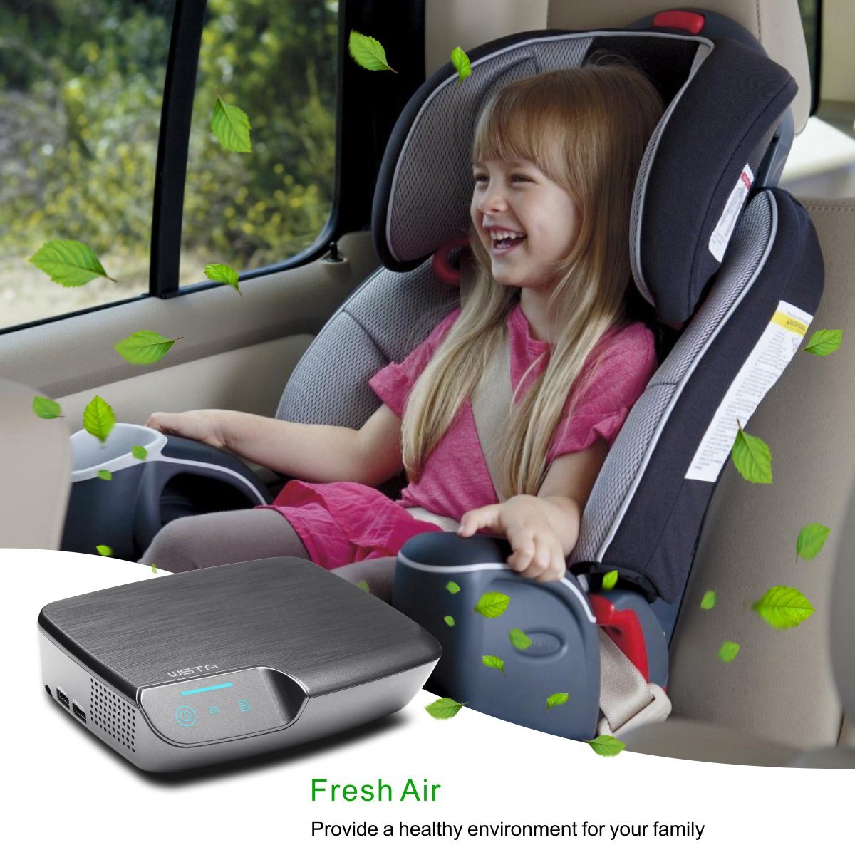 WSTA Healthy Car Air Purifier,Car Air Freshener and Ionic Air Purifier