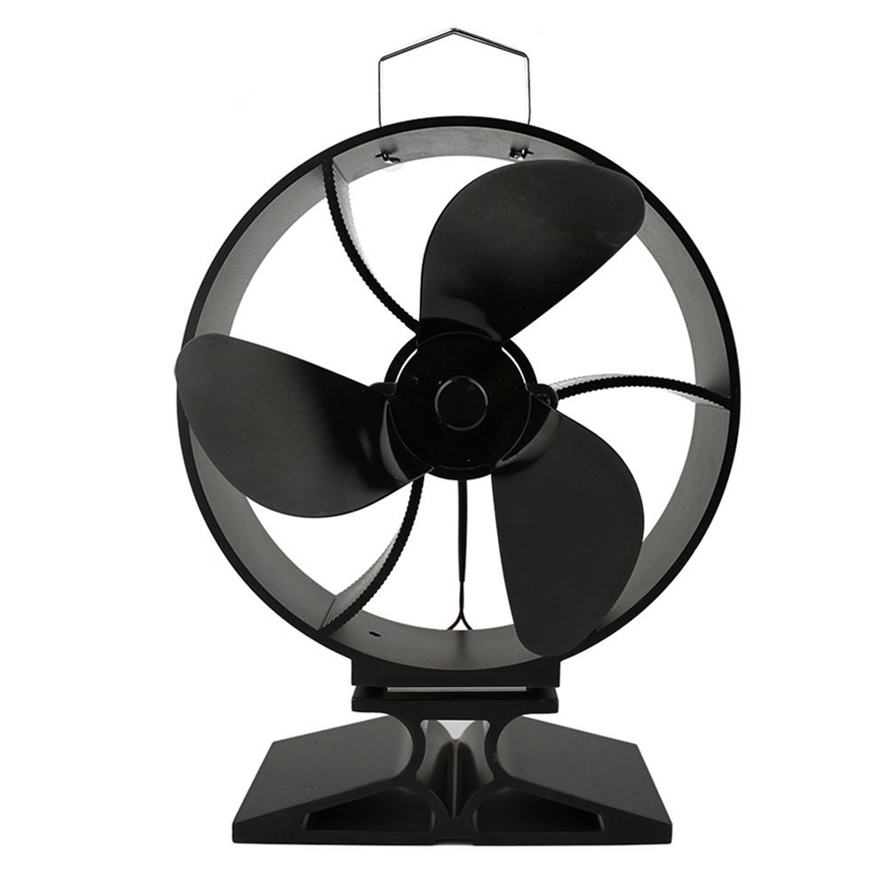 Neat834 Heat Powered Stove Fan, 4 Blades Round Wood Burning Stove Fan