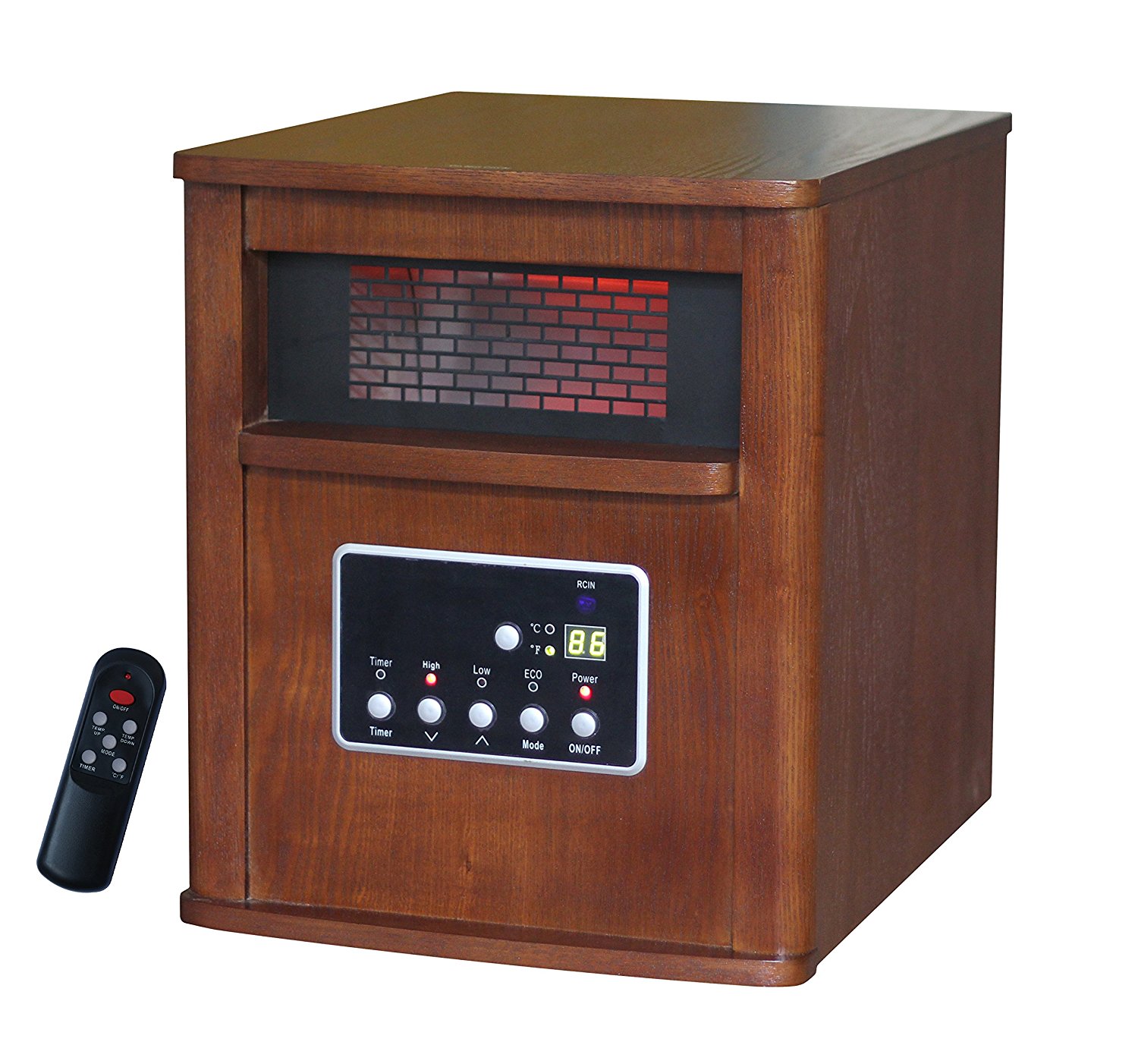 Global Air GD9315BCW5 Large Room Infrared Quartz Heater with Wood