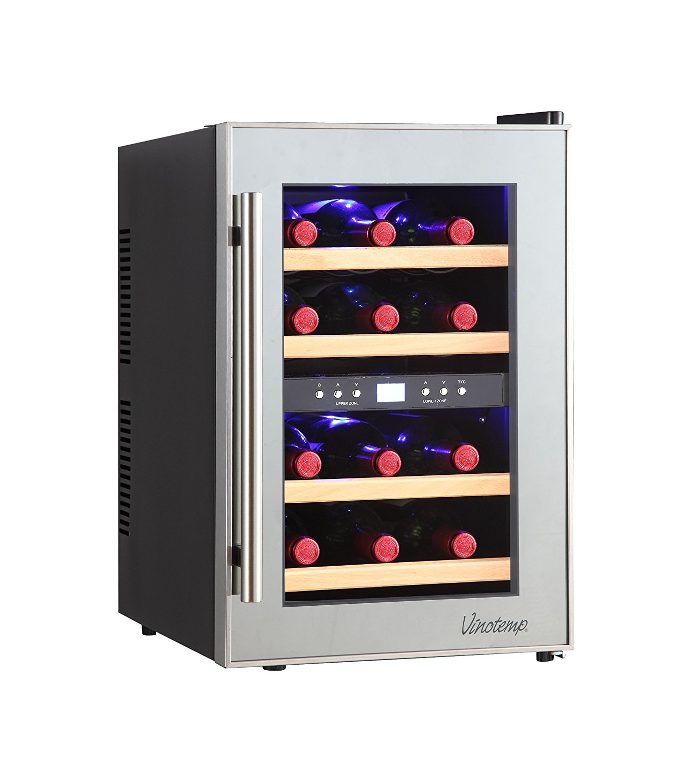 Vinotemp 12Bottle DualZone Thermoelectric Mirrored Wine Cooler free
