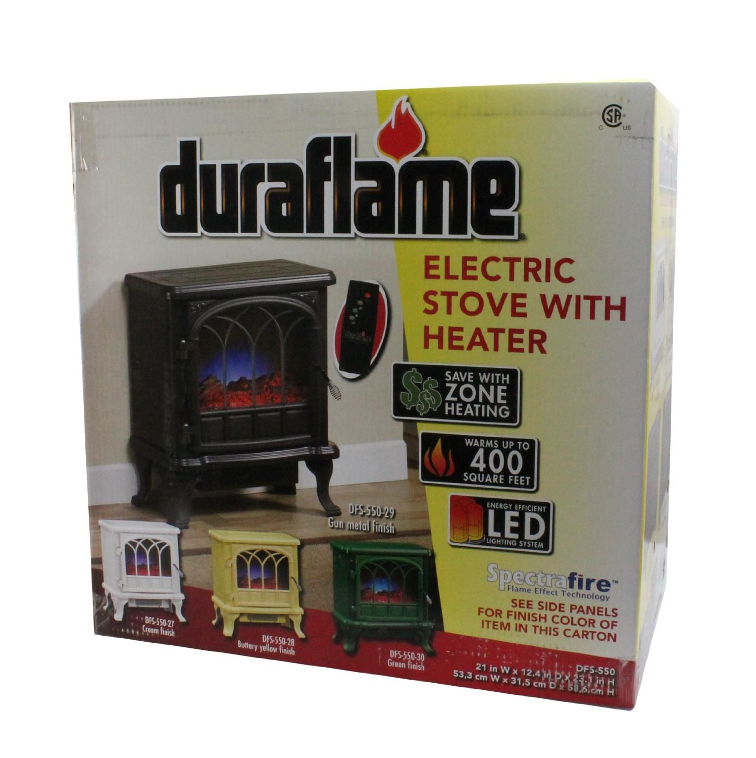 Duraflame 400 Sq Ft Electric Stove Fireplace Heater w/ Flame Effect