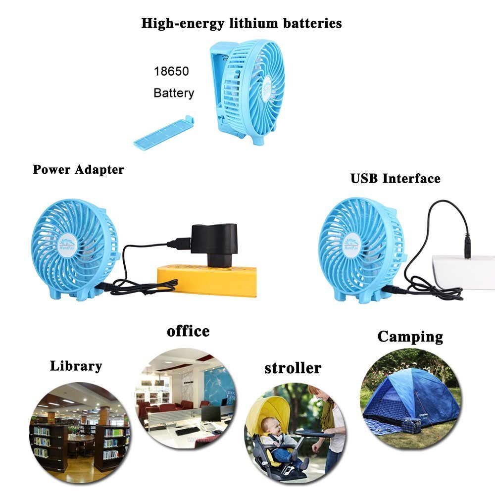Portable Battery Fan USB Mini Personal Rechargeable Handheld Fan with