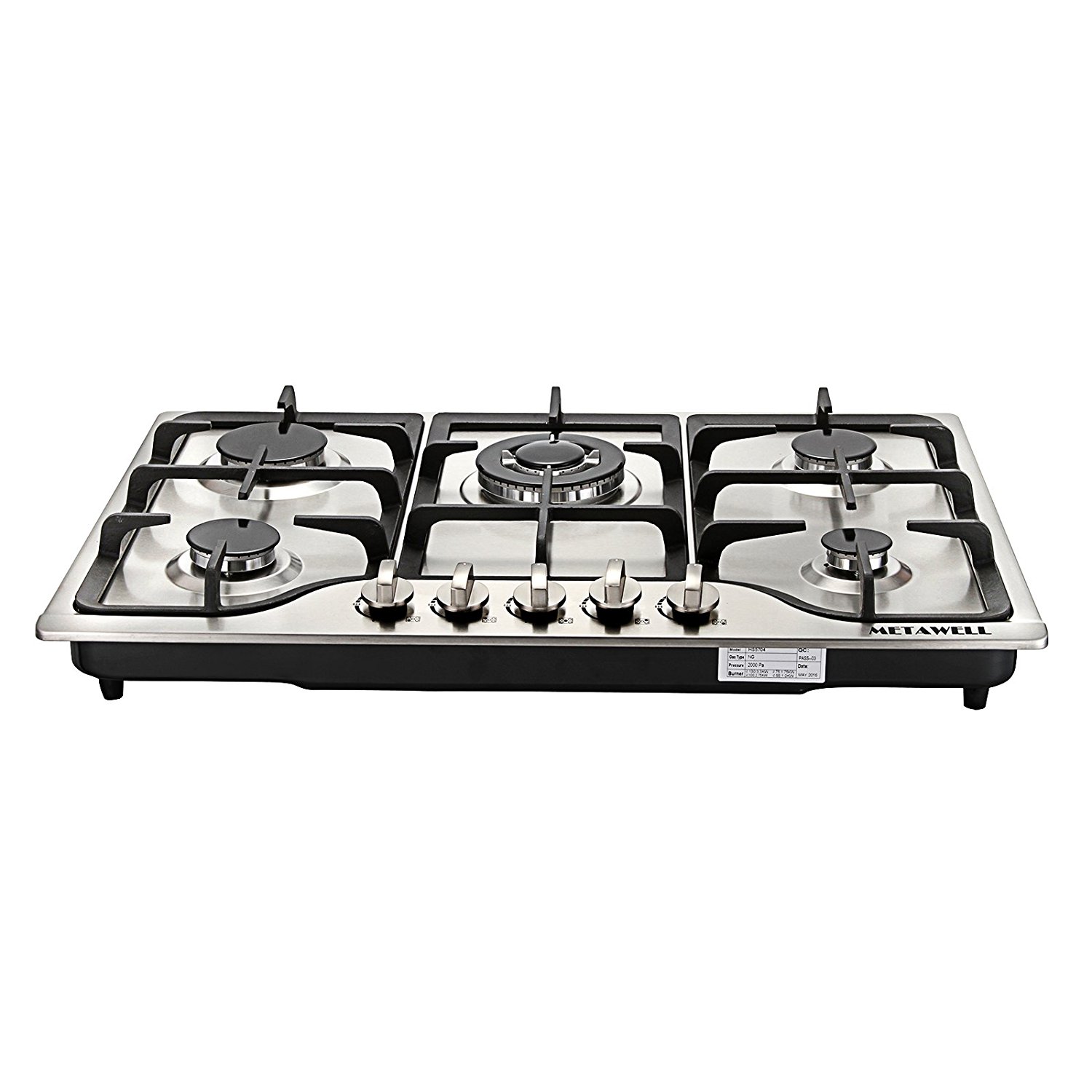 METAWELL New 30" Stainless Steel 5 Burner Builtin Stoves Natural Gas