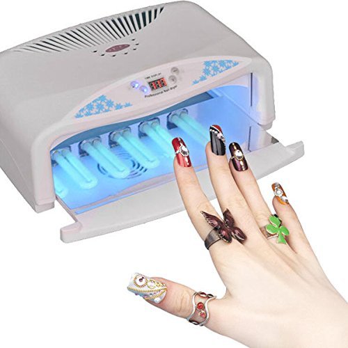 White 54W UV Lamp Light Nail Art Dryer Gel Curing with Fan + 6PCS 9W