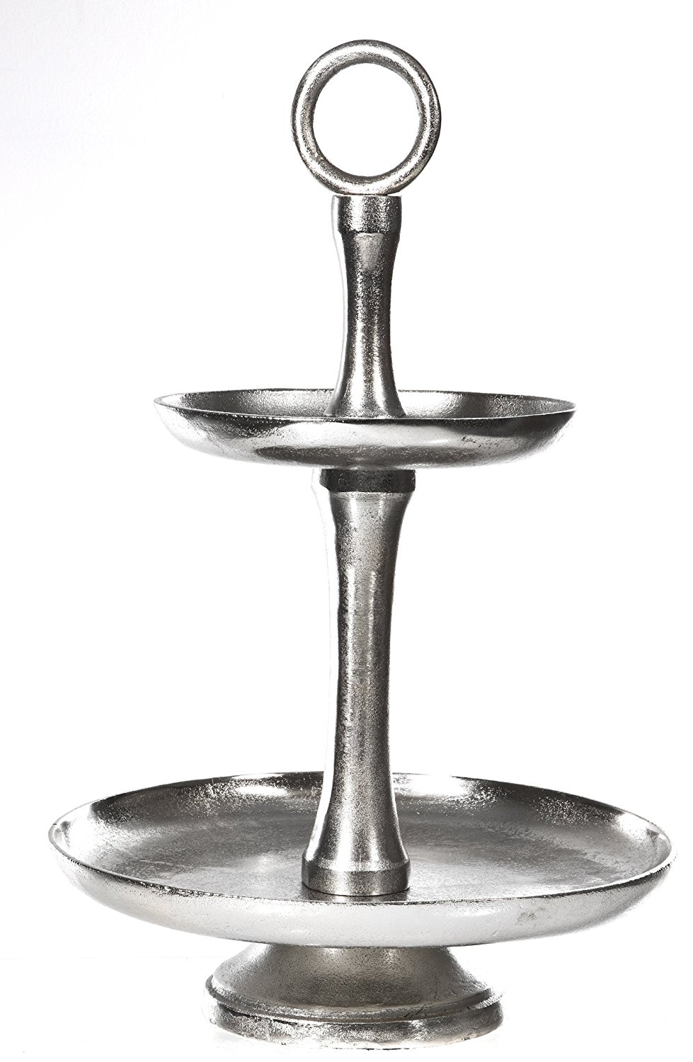 Home Essentials & Beyond 75661 2Tier Round Cake Stand, Aluminum Nickel