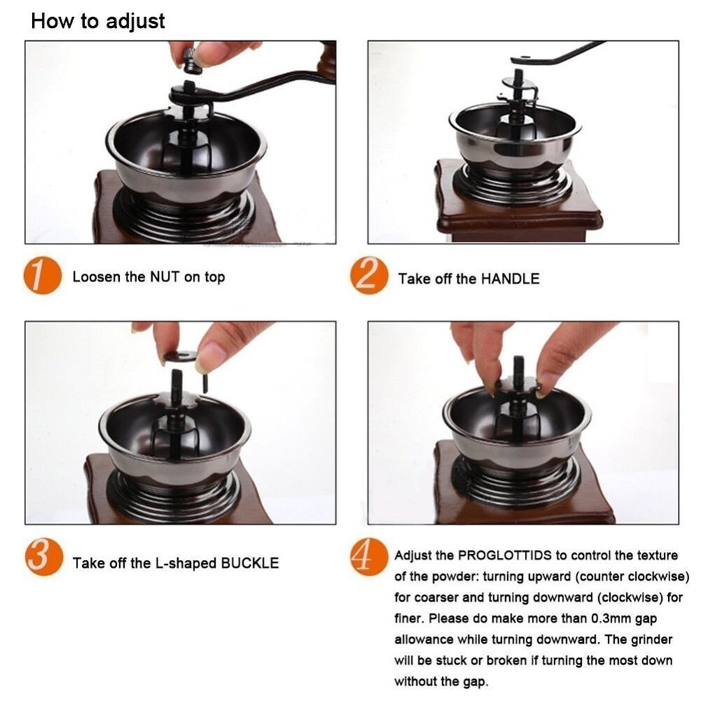 Manual Coffee Grinder,YINGMO Vintage Style Manual Coffee Bean Grinder Spice Herbs Wooden Retro