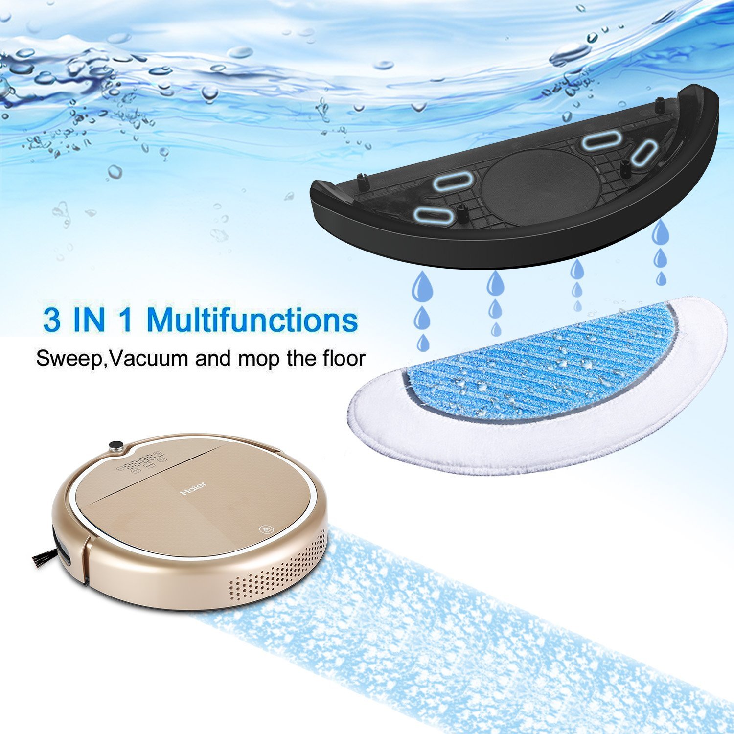 Haier Robot Vacuum Cleaner Floor Cleaner with Self Charging and Wet Mop