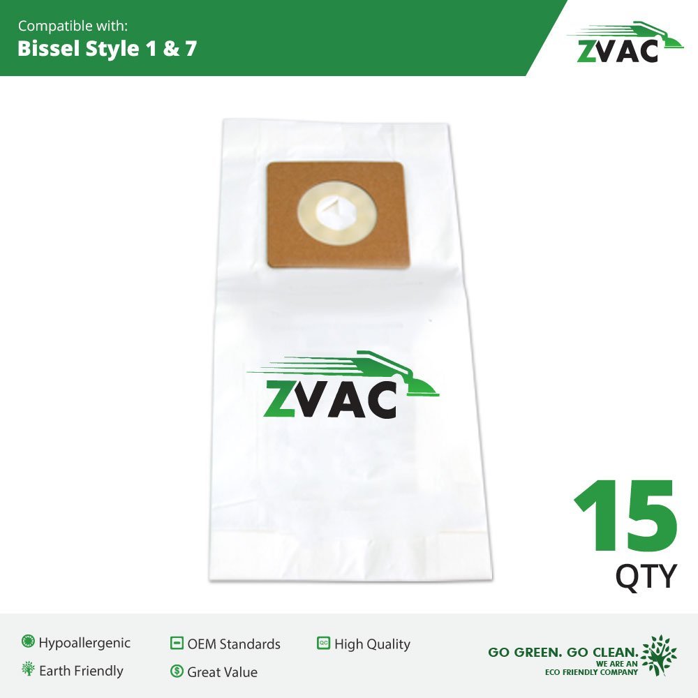 15 Bissell Style 1 + 7 Allergy Filtering Vacuum Cleaner Bags, Replaces