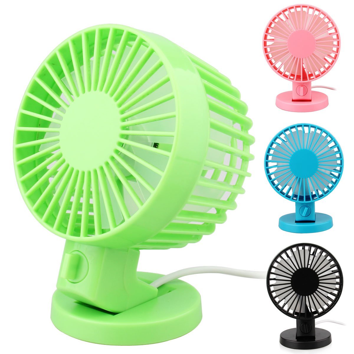 DealPeak Portable Dual Blade Strong Wind Super Mute Desk Table Fan USB Mini Fan Summer Cooler