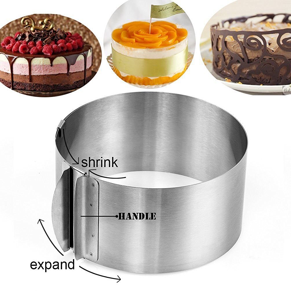 J&P Home Stainless Steel Adjustable Round Cake Ring Mold Mousse Mold, 6