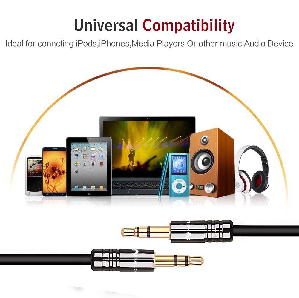 Keluoer Slim 3.5mm Premium Auxiliary Audio Cable AUX Cable for
