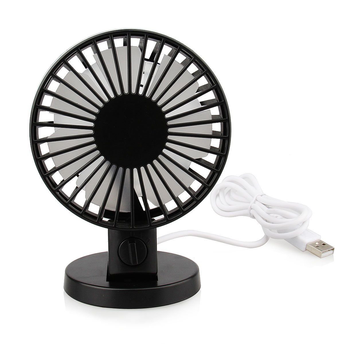 DealPeak Portable Dual Blade Strong Wind Super Mute Desk Table Fan USB Mini Fan Summer Cooler