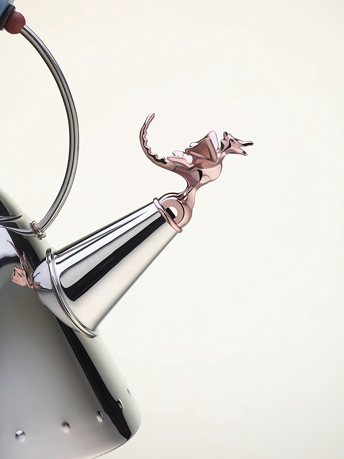 Alessi "Tea Rex", Kettle in 18/10 Stainless Steel Mirror Polished With Handle And Prehistoric