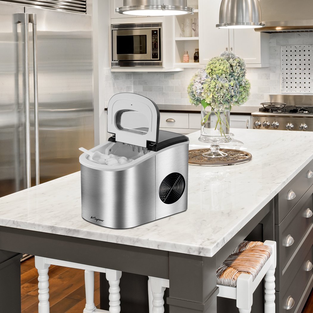 Portable Ice Maker Stainless Steel Countertop Ice Cube Machine With