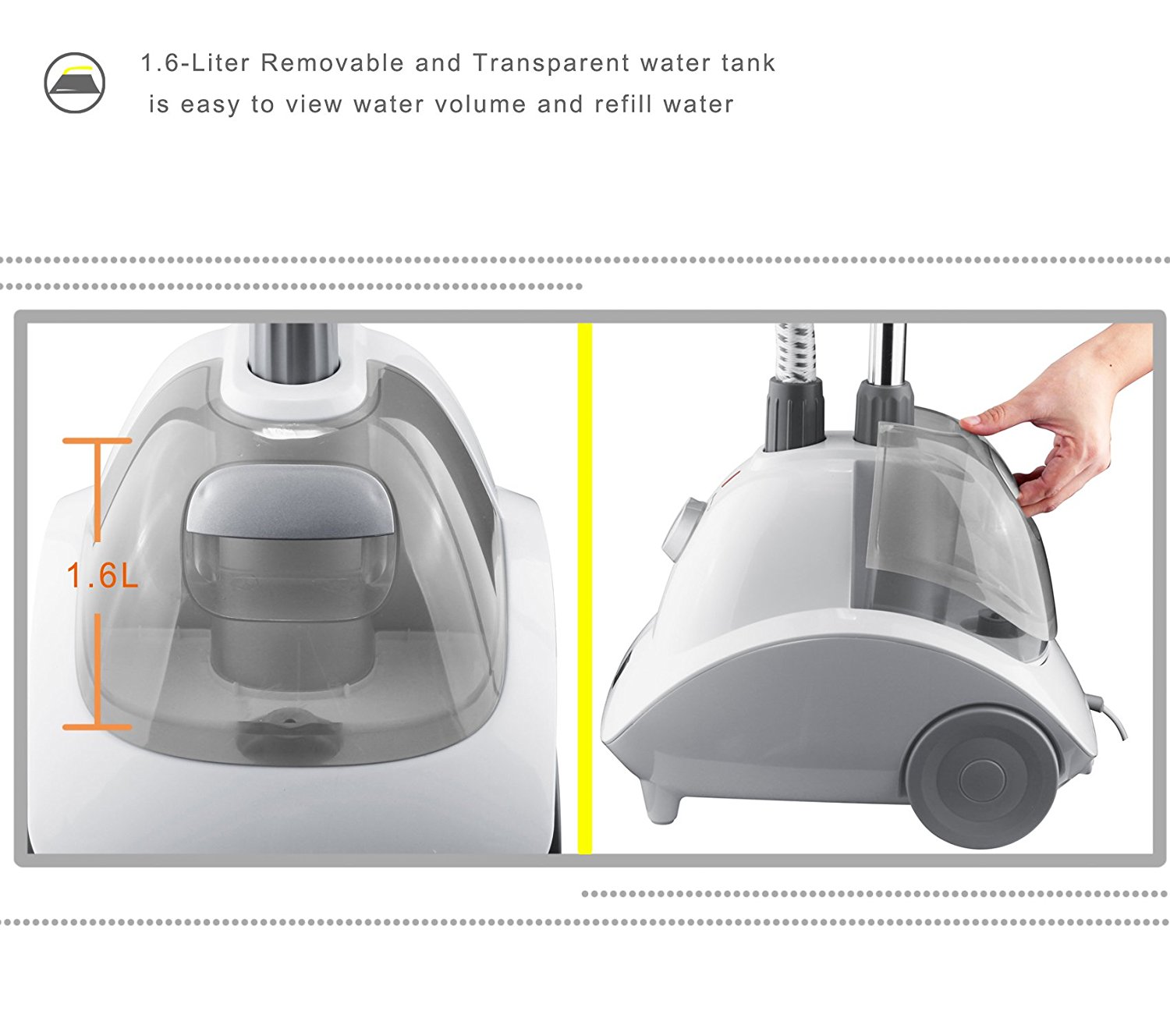 ZZ GS121 HighPowered Standing Garment Steamer with Removable Wheels