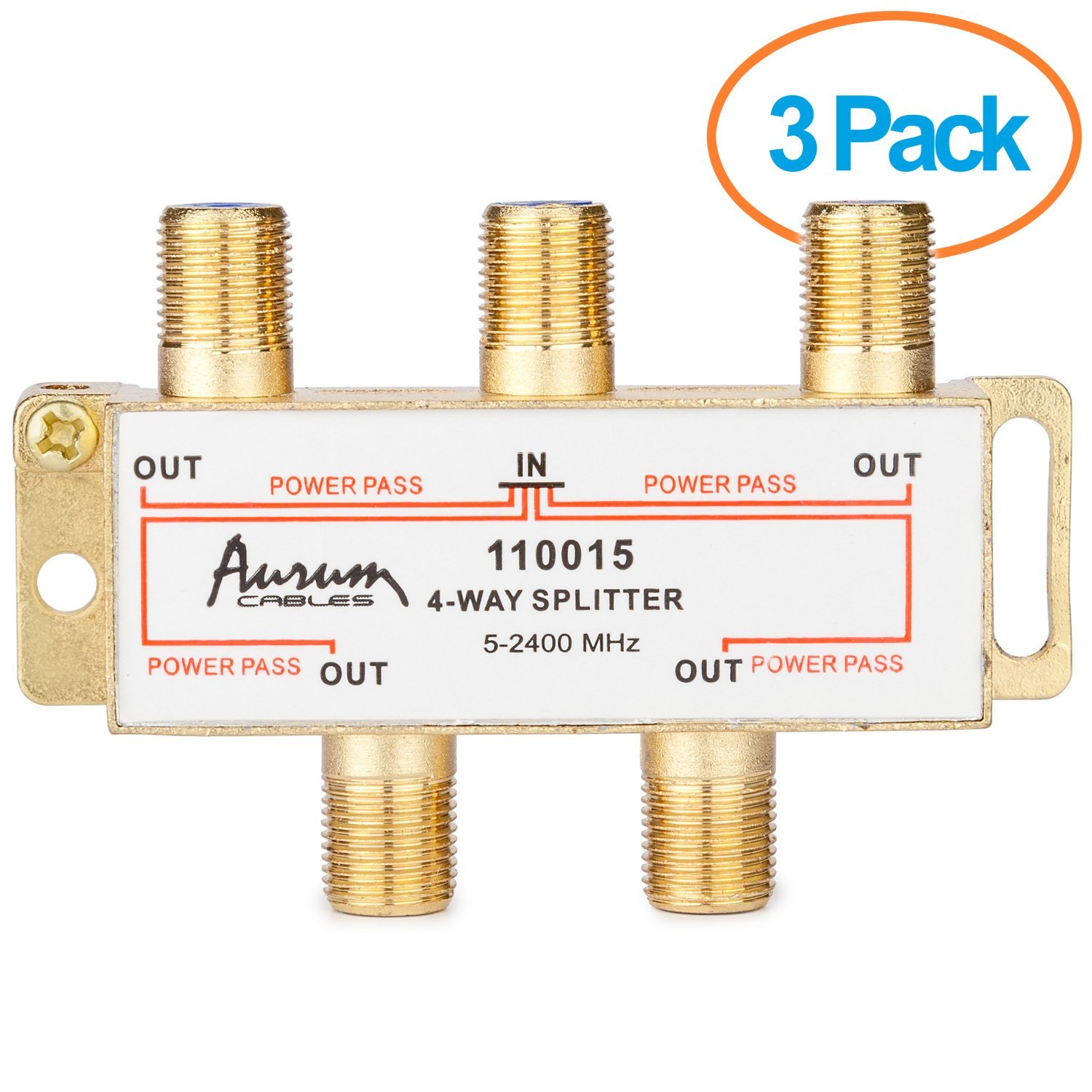 Aurum Cables 8way Coax Cable Splitter Ftype for Video VCR Cable Tv