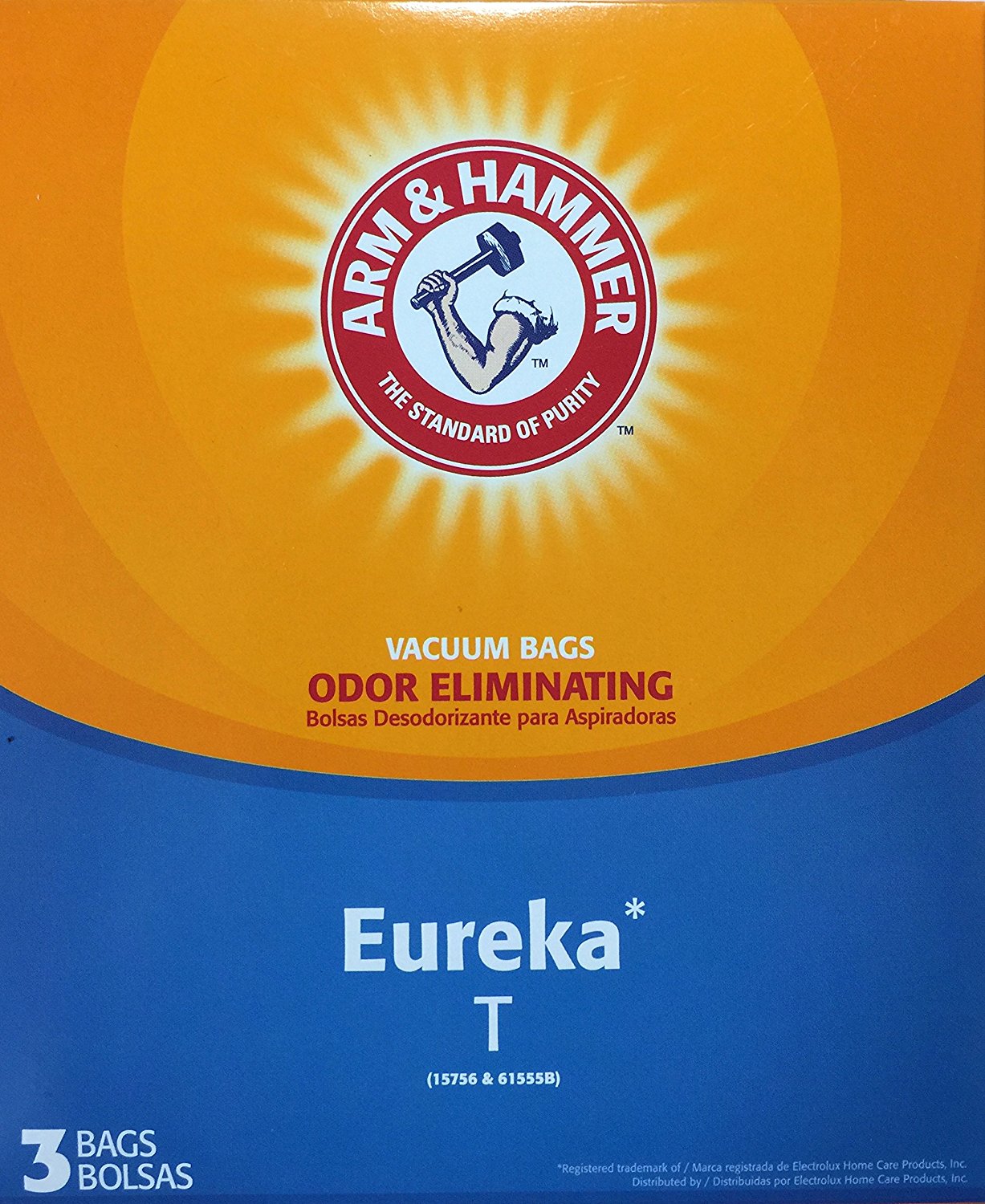 Arm & Hammer Odor Eliminating Vacuum Bags, Eureka T, 3 bags, 2 pack N3