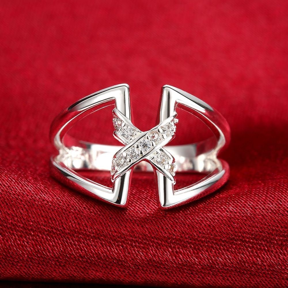 Women's 925 Silver Filled Ring Fashion Crystal Zircon Wedding Jewelry