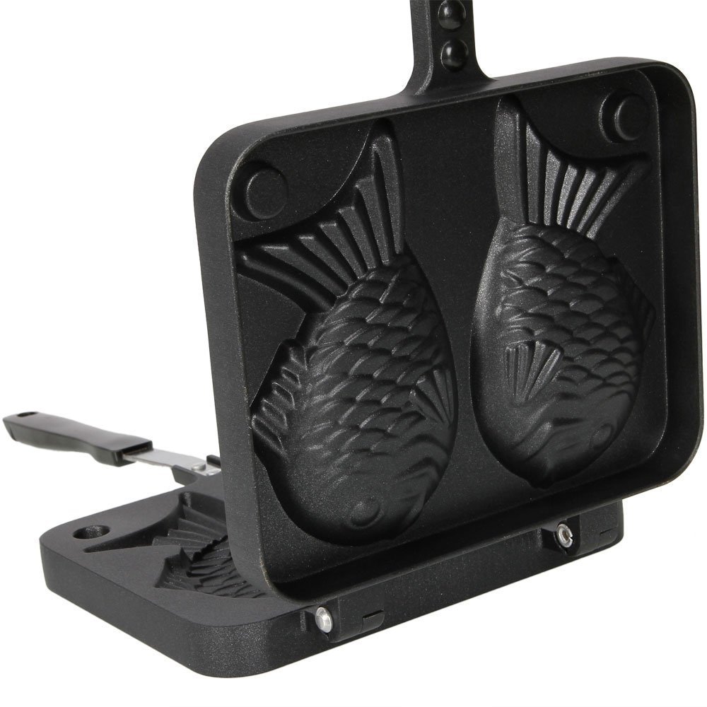 SAGUARO Taiyaki Japanese Fishshaped Cake Waffle Pan Maker Gas Stove Cake Mold 2 Cast Cooking