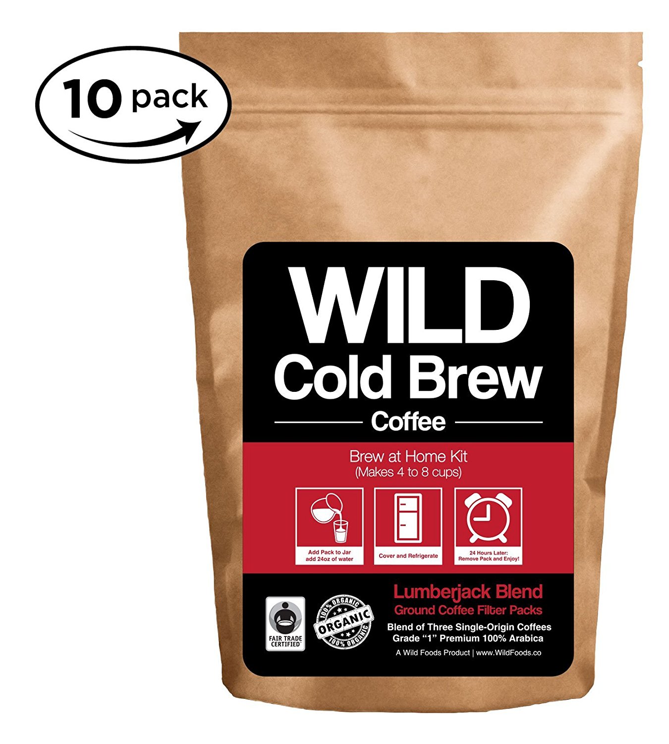 Cold Brew Coffee Kit, BrewAtHome Wild Coffee Pouch made with Ground