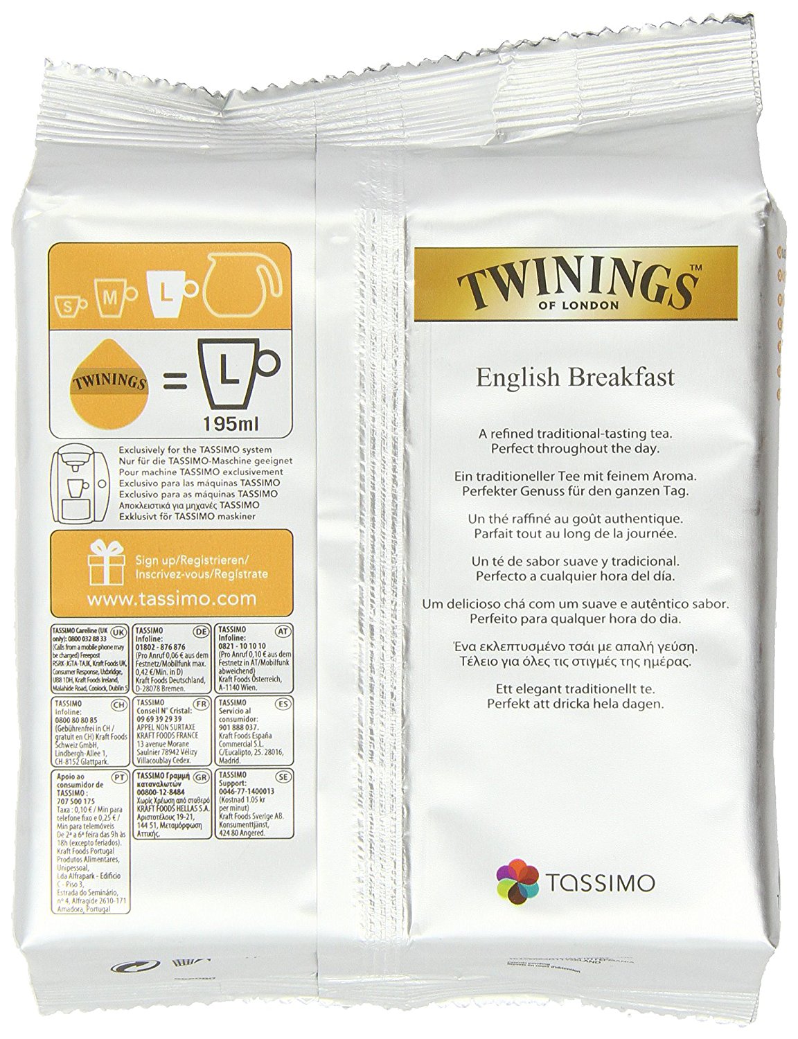 Tassimo Twinings Breakfast Tea 16 servings (Pack of 5, 80 servings in