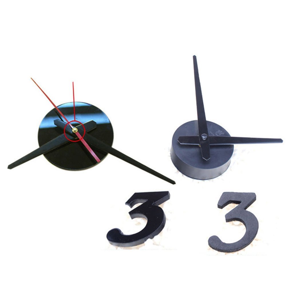 MuLuo Living Room Wall Clock Watch 3D DIY Acrylic Mirror Wall Stickers Watches Home Decor red N2
