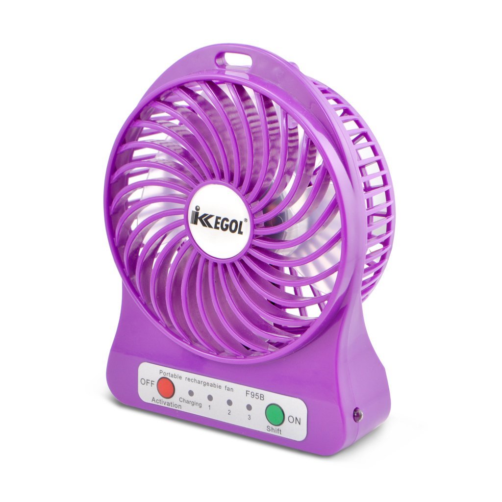 IKKEGOL Mini Portable Personal Table Fan for Office Outdoor Travel, 4inch, Rechargeable (White