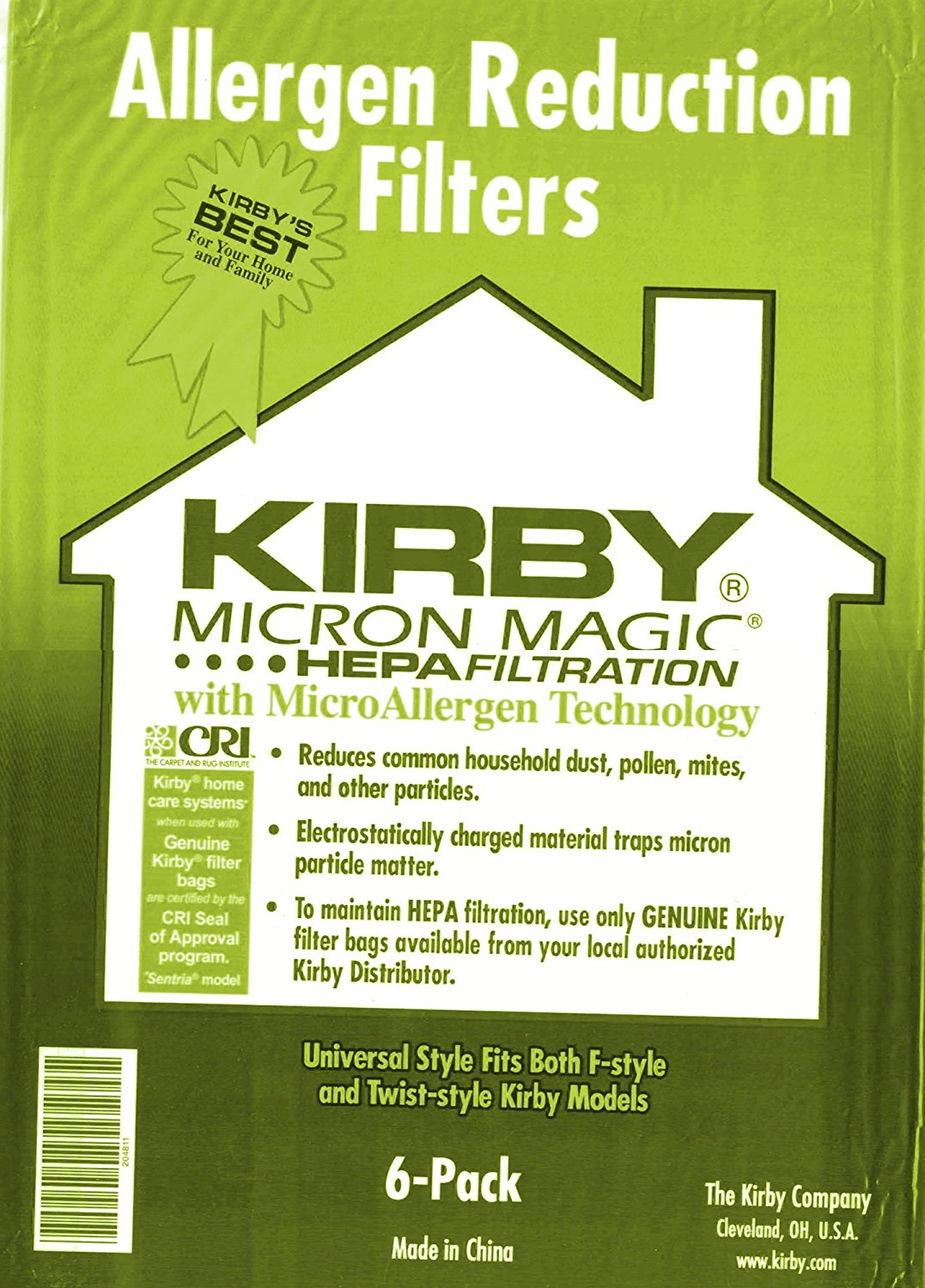Kirby Part204808 / 204811 Genuine Kirby Style F HEPA Filtration Vacuum Bags for Sentria
