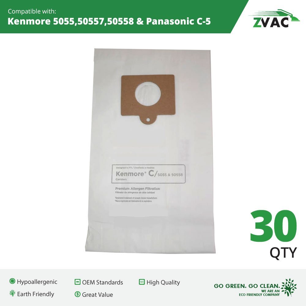 30 Microlined Kenmore Mircrofiltration Canister Vacuum Bags 50558