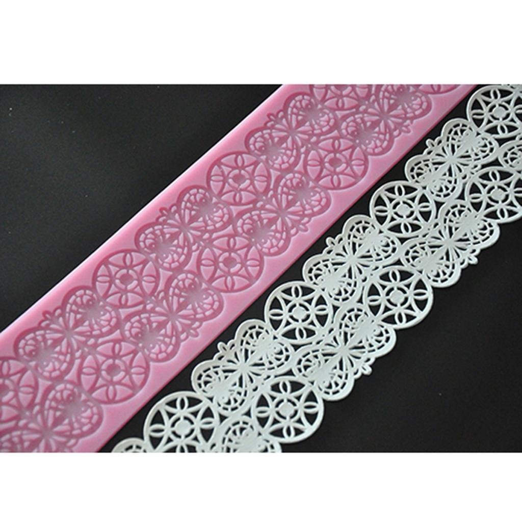 FOURC Decorating Supplies Impression Lace Pad Silicone Mat for Cake Making Color Pink N2 free
