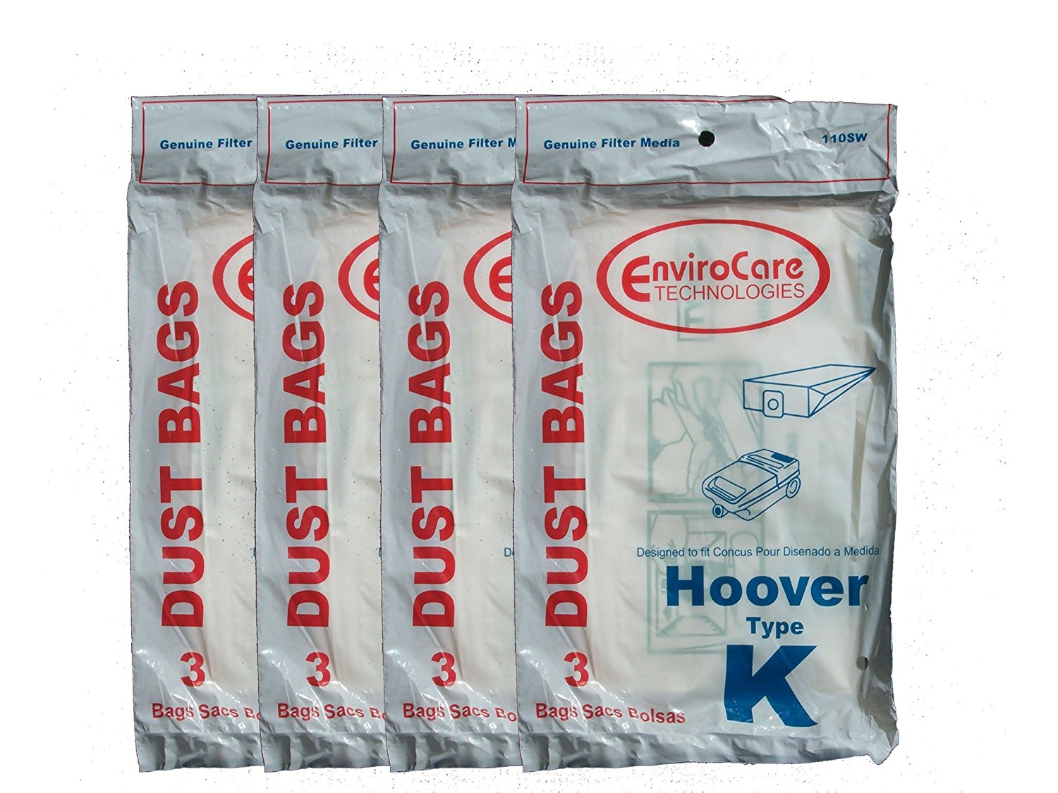 12 Hoover Type K Spirit Vacuum Bags, Canisters, Encore, Supremacy