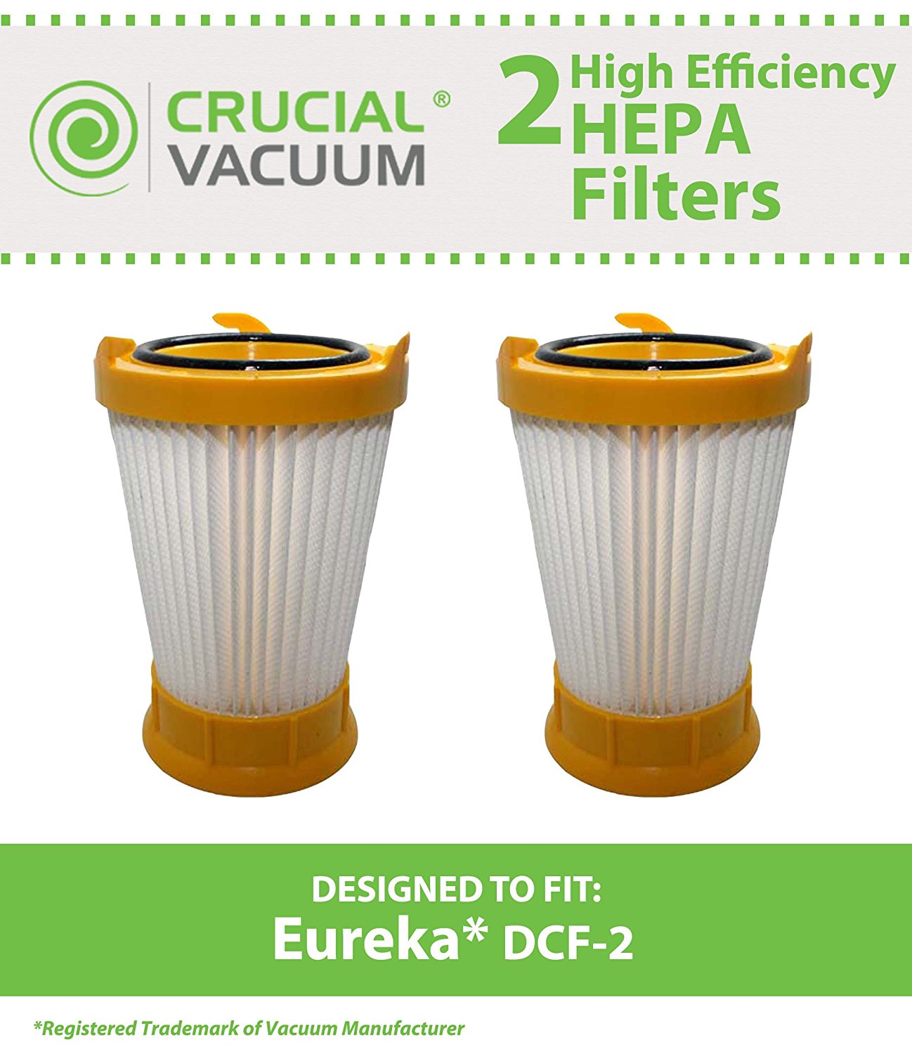 2 Eureka DCF2 Replacement Hepa Filters, Fits Eureka Bagless Whirlwind