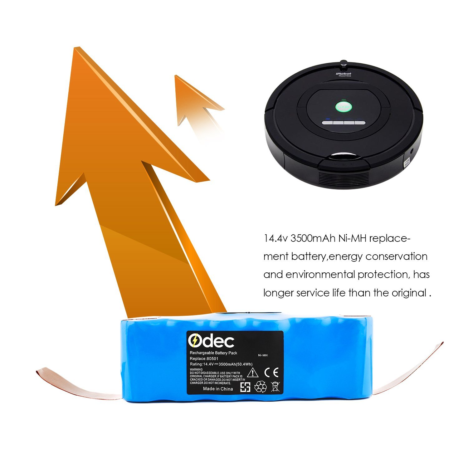 Odec Irobot Roomba 14.4V Battery for Roomba 500, 600, 700 & 800 Series