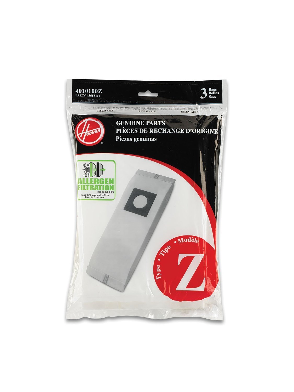 Hoover Type Z Allergen Bag (3Pack), 4010100Z N2 free image download