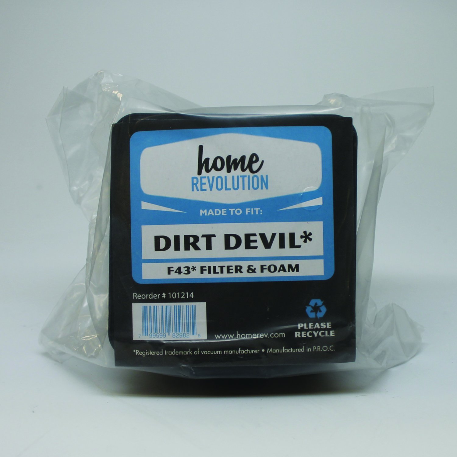 Dirt Devil F43 Home Revolution Brand Replacement Filter and Foam; Made To Fit Dirt Devil