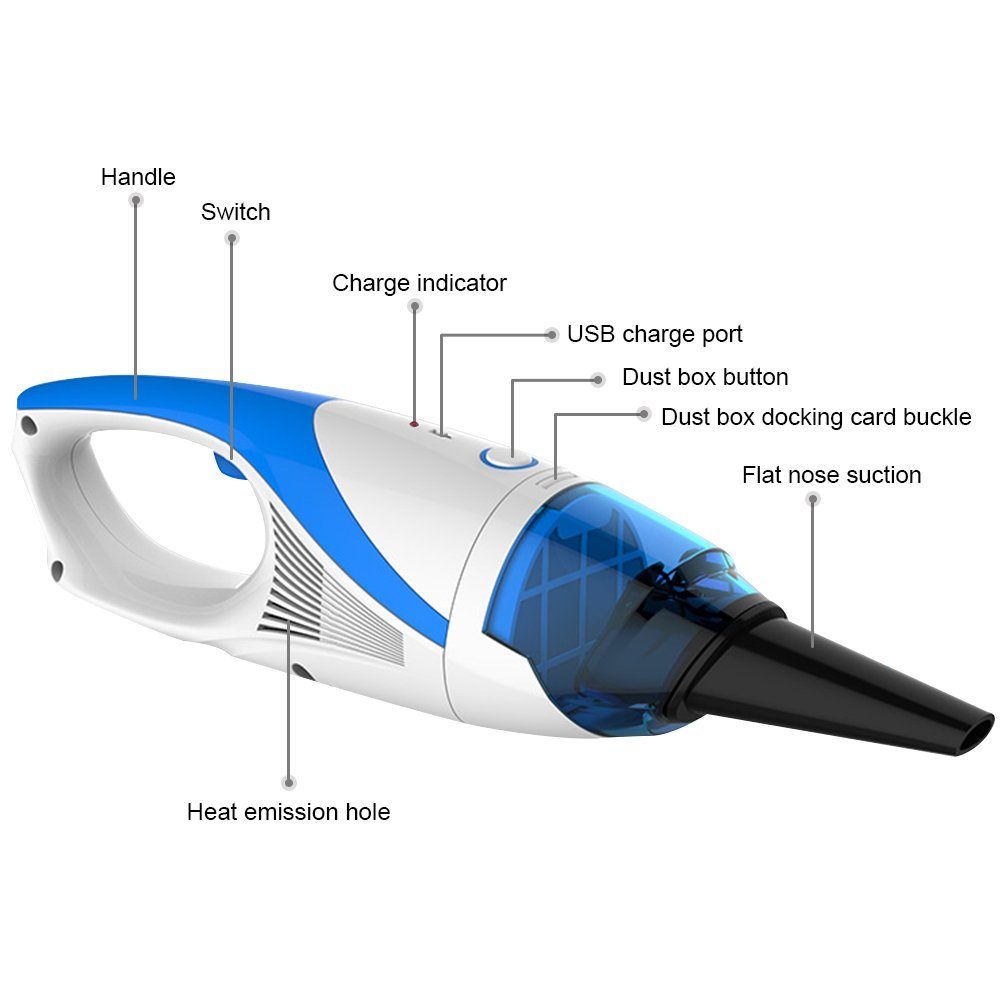 NUTK Rechargeable Electric Handheld Mini Car Vacuum Cleaner Dust