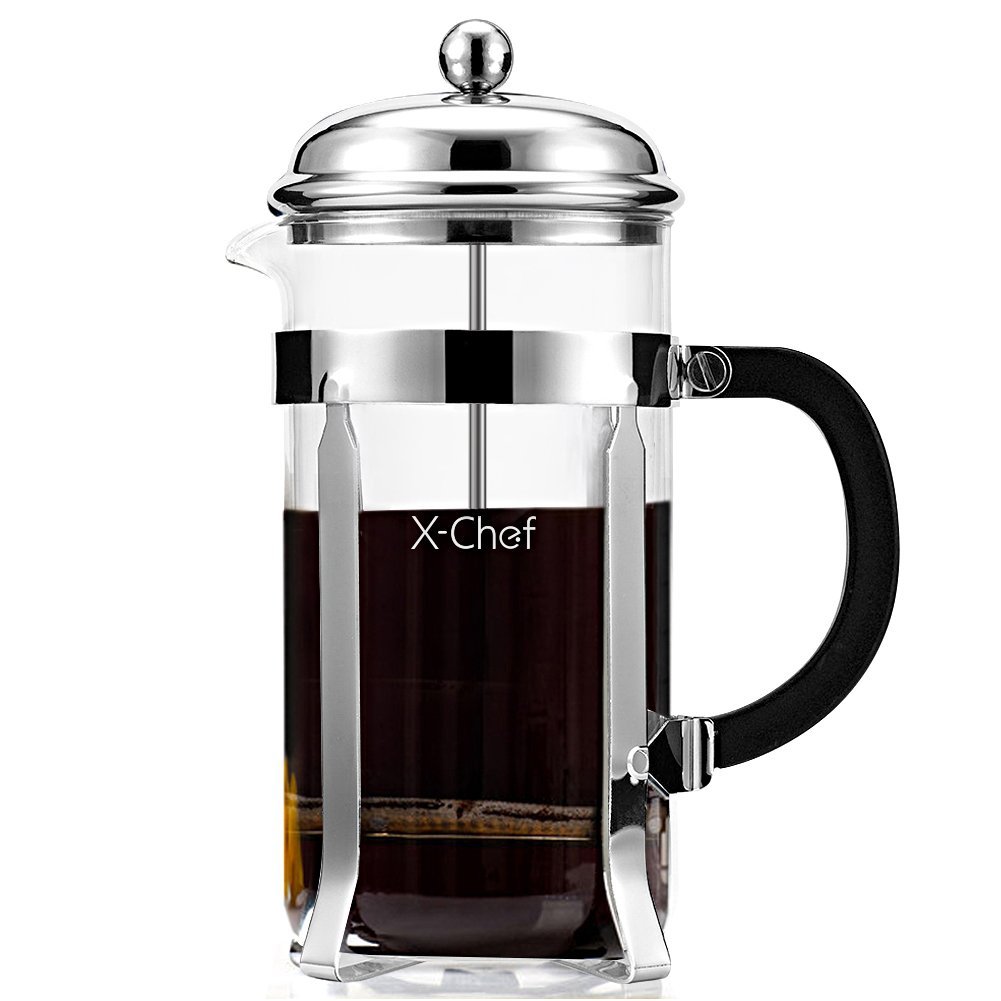 French Press, XChef 1000ml Heat Resistant Glass Coffee Press Tea Maker