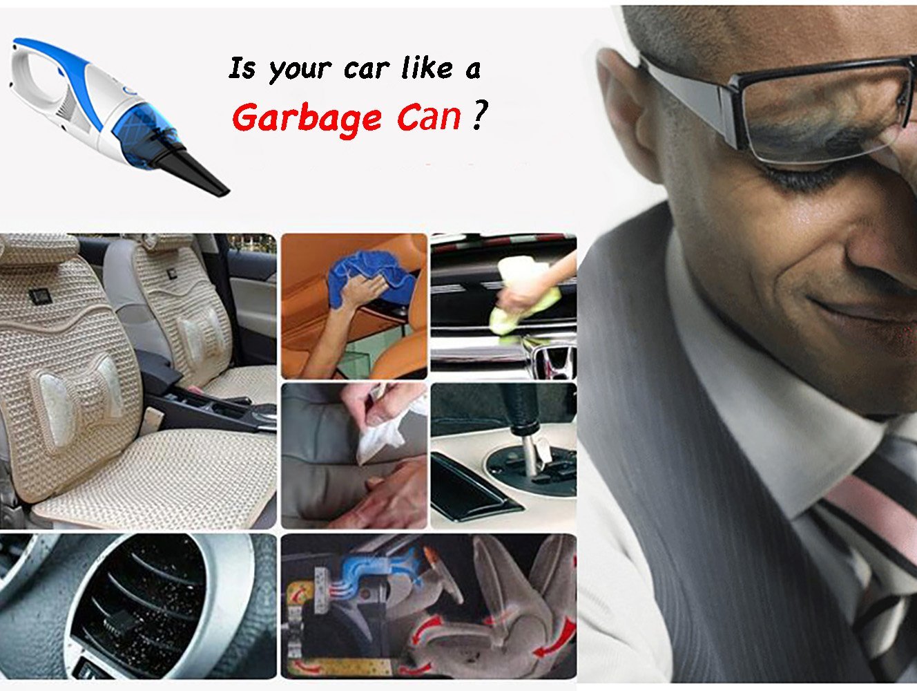 Cordless Car Vacuum Mini Cleaner Hand Vac, 75 W／12V／2200Pa Strong