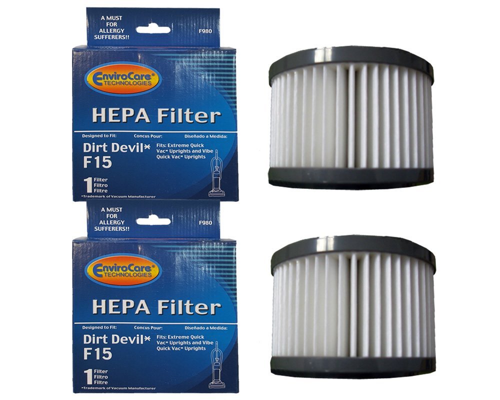 (2) Dirt Devil Pleated HEPA w/activated Charcoal Vacuum Filter F15