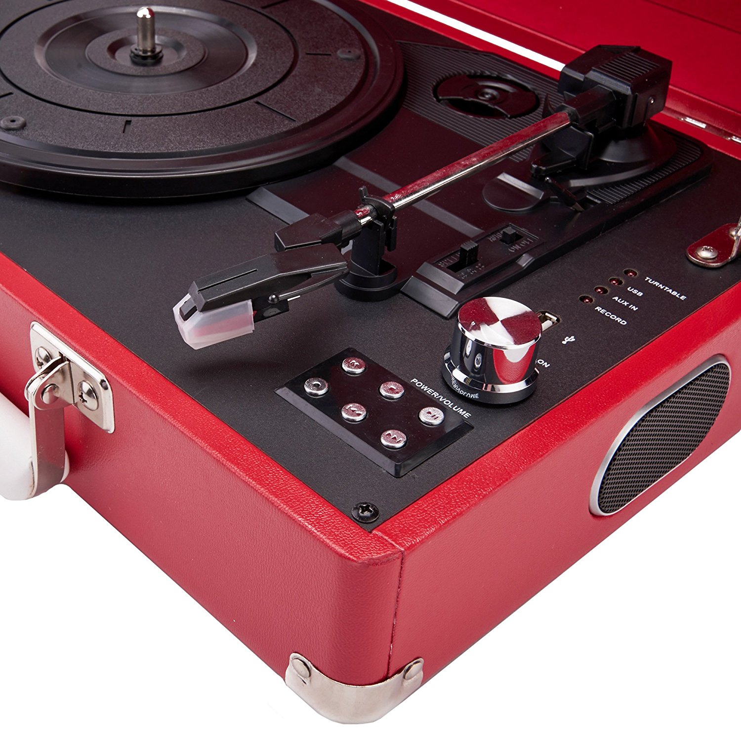 GPO Attache Briefcase Style 3Speed Portable Vinyl Turntable with Built