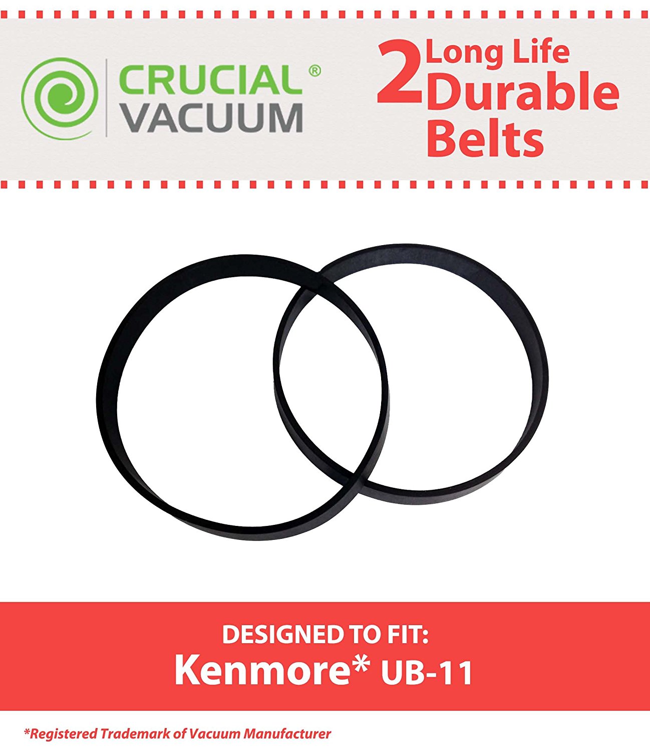 2 Kenmore UB11 Vacuum Belts Fits Kenmore Uprights Using UB11 UB11
