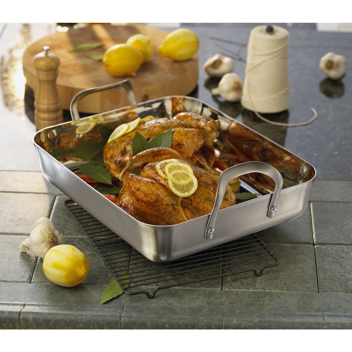 Calphalon Contemporary 16Inch Stainless Steel Roasting Pan with Rack