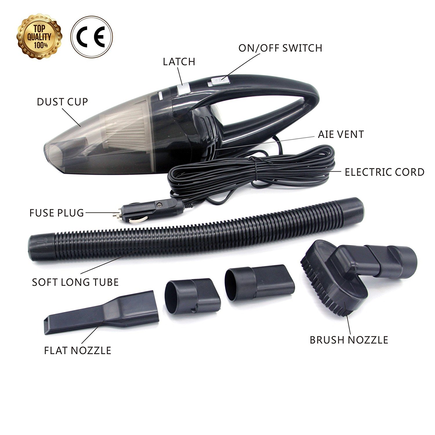 Car Vacuum Cleaner 120W, Warmoor 12V 3000PA Suction Portable Handheld Wet & Dry Auto Vac, 16.4FT