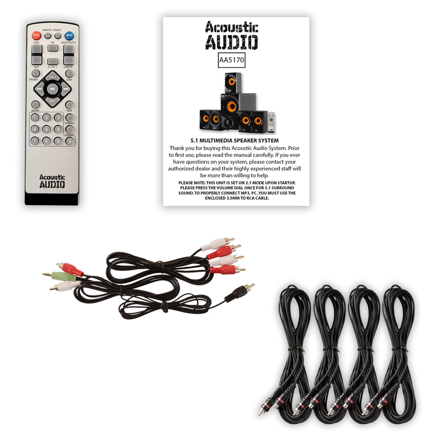 Acoustic Audio AA5170 Home Theater 5.1 Bluetooth Speaker System with FM