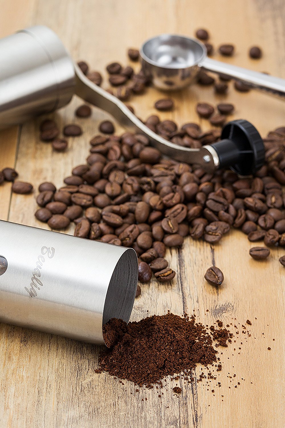 Manual Coffee Grinder with Travel Pouch, Spoon and Cleaning Brush